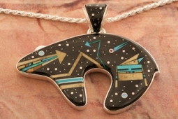 Calvin Begay Night Sky Bear Sterling Silver Pendant